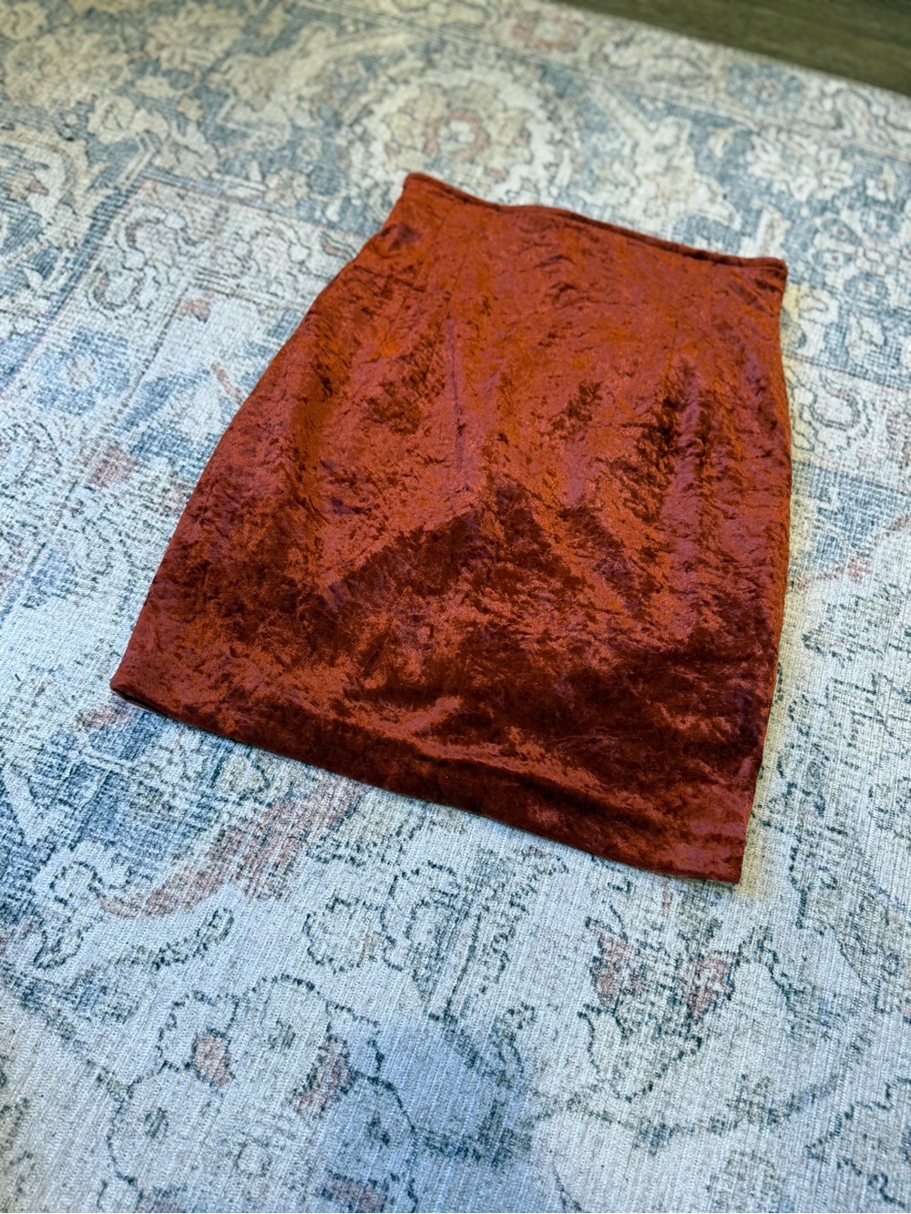 Risgain Italy Crushed Velvet Mini Skirt Rust Copper Made in Italy Size M